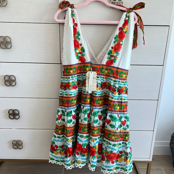 NWT FARM RIO x ANTHROPOLOGIE delicate forest scarves Tiered Mini Dress - Picture 3 of 5